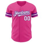 Personalized Pink White-Purple Authentic Baseball Jersey
