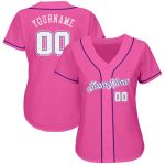 Personalized Pink White-Purple Authentic Baseball Jersey Team Custom Name and Number