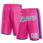 Personalized Pink White-Purple Authentic Basketball Shorts Team Custom Name and Number