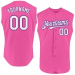 Personalized Pink White-Purple Authentic Sleeveless Baseball Jersey Team Custom Name and Number
