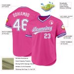 Personalized Pink White-Purple Authentic Throwback Baseball Jersey Team Custom Name and Number