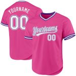 Personalized Pink White-Purple Authentic Throwback Baseball Jersey Team Custom Name and Number
