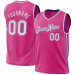 Personalized Pink White-Purple Authentic Throwback Basketball Jersey