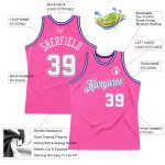 Personalized Pink White-Purple Authentic Throwback Basketball Jersey Team Custom Name and Number
