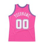 Personalized Pink White-Purple Authentic Throwback Basketball Jersey Team Custom Name and Number