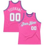 Personalized Pink White-Purple Authentic Throwback Basketball Jersey Team Custom Name and Number