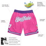 Personalized Pink White-Purple Authentic Throwback Basketball Shorts Team Custom Name and Number