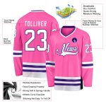 Personalized Pink White-Purple Hockey Jersey Team Custom Name and Number