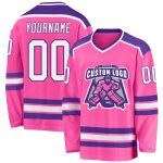 Personalized Pink White-Purple Hockey Jersey