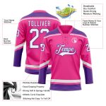 Personalized Pink White-Purple Hockey Lace Neck Jersey Team Custom Name and Number
