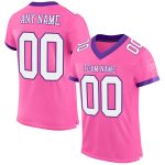 Personalized Pink White-Purple Mesh Authentic Football Jersey