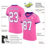 Personalized Pink White-Purple Mesh Authentic Football Jersey