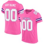 Personalized Pink White-Purple Mesh Authentic Football Jersey Team Custom Name and Number