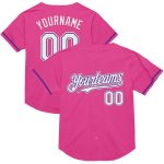 Personalized Pink White-Purple Mesh Authentic Throwback Baseball Jersey Team Custom Name and Number