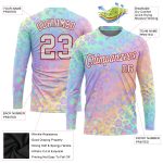 Personalized Pink White-Red Leopard 3D Pattern Long Sleeve Performance T-Shirt Team Custom Name and Number