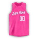Personalized Pink White Round Neck Basketball Jersey