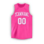 Personalized Pink White Round Neck Basketball Jersey Team Custom Name and Number