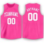 Personalized Pink White Round Neck Basketball Jersey Team Custom Name and Number