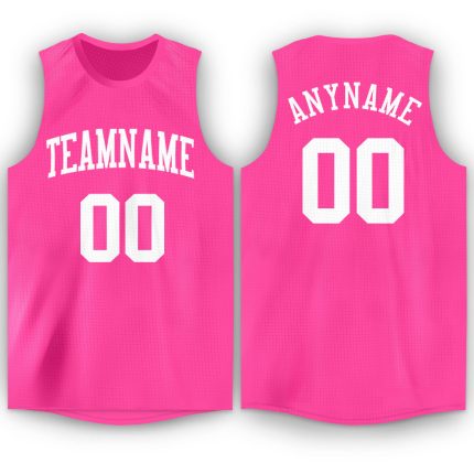 Personalized Pink White Round Neck Basketball Jersey Team Custom Name and Number