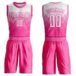 Personalized Pink White Round Neck Sublimation Basketball Suit Jersey Team Custom Name and Number