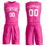 Personalized Pink White Round Neck Suit Basketball Jersey