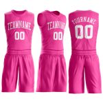 Personalized Pink White Round Neck Suit Basketball Jersey