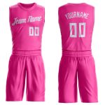 Personalized Pink White Round Neck Suit Basketball Jersey Team Custom Name and Number