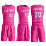 Personalized Pink White Round Neck Suit Basketball Jersey Team Custom Name and Number