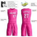 Personalized Pink White Round Neck Suit Basketball Jersey Team Custom Name and Number