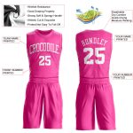 Personalized Pink White Round Neck Suit Basketball Jersey