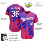 Personalized Pink White-Royal 3D Pattern Design Authentic Baseball Jersey Team Custom Name and Number