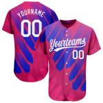 Personalized Pink White-Royal 3D Pattern Design Authentic Baseball Jersey Team Custom Name and Number
