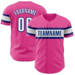 Personalized Pink White-Royal Authentic Baseball Jersey