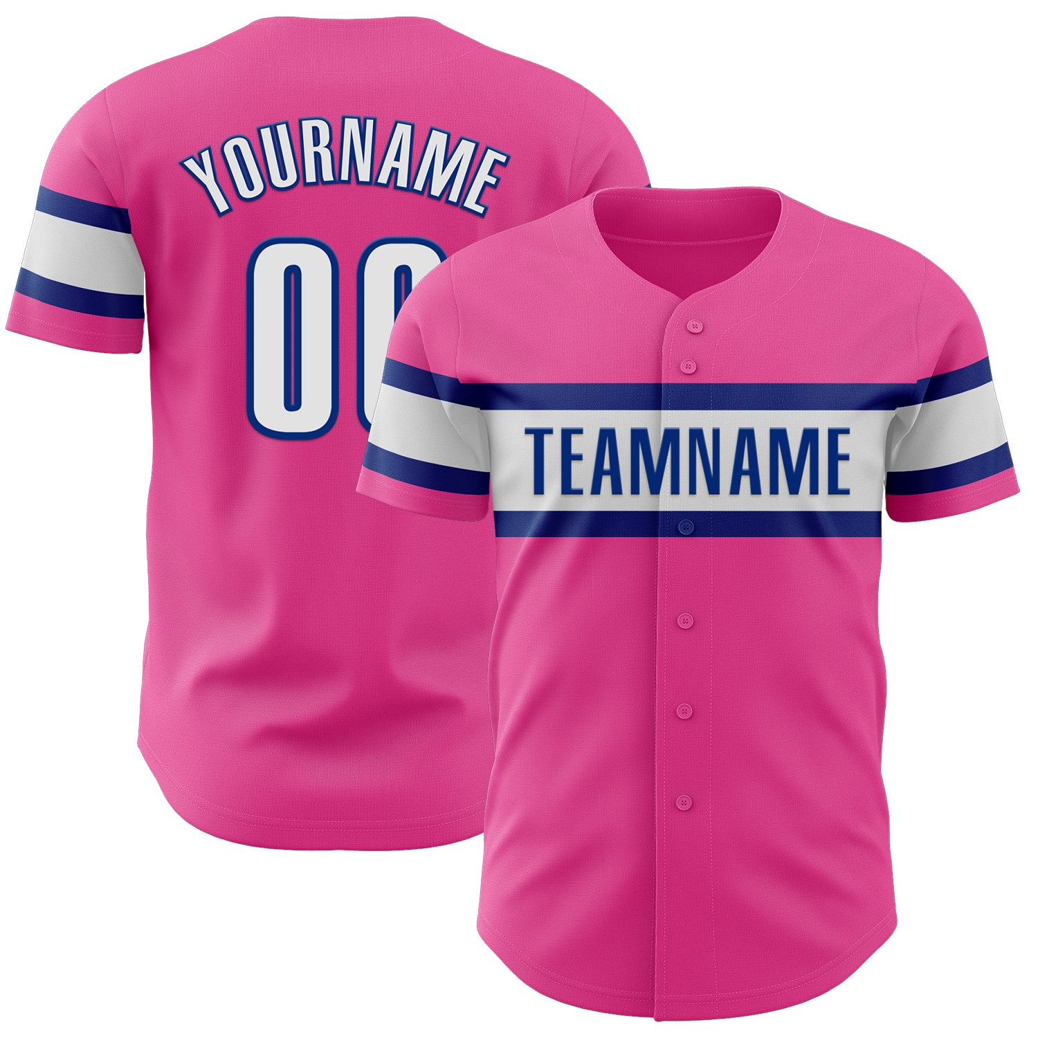 Personalized Pink White-Royal Authentic Baseball Jersey