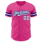 Personalized Pink White-Royal Authentic Baseball Jersey Team Custom Name and Number