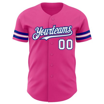 Personalized Pink White-Royal Authentic Baseball Jersey Team Custom Name and Number