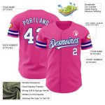 Personalized Pink White-Royal Authentic Baseball Jersey Team Custom Name and Number