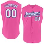 Personalized Pink White-Royal Authentic Sleeveless Baseball Jersey Team Custom Name and Number