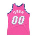 Personalized Pink White-Royal Authentic Throwback Basketball Jersey Team Custom Name and Number