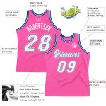 Personalized Pink White-Royal Authentic Throwback Basketball Jersey Team Custom Name and Number