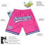 Personalized Pink White-Royal Authentic Throwback Basketball Shorts Team Custom Name and Number