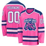 Personalized Pink White-Royal Hockey Jersey