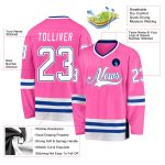 Personalized Pink White-Royal Hockey Jersey Team Custom Name and Number