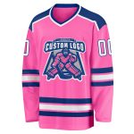 Personalized Pink White-Royal Hockey Jersey