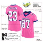 Personalized Pink White-Royal Mesh Authentic Football Jersey