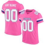 Personalized Pink White-Royal Mesh Authentic Football Jersey Team Custom Name and Number