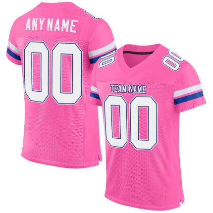 Personalized Pink White-Royal Mesh Authentic Football Jersey Team Custom Name and Number