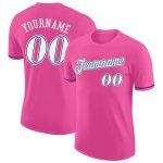 Personalized Pink White-Royal Performance T-Shirt Team Custom Name and Number