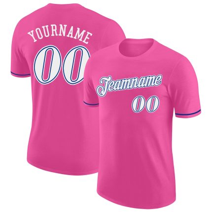 Personalized Pink White-Royal Performance T-Shirt Team Custom Name and Number