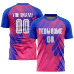 Personalized Pink White-Royal Third Sublimation Soccer Uniform Jersey Team Custom Name and Number